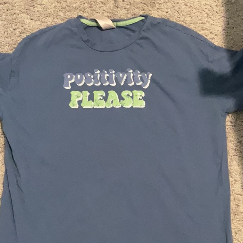 Blue 'Positivity Please' T-Shirt